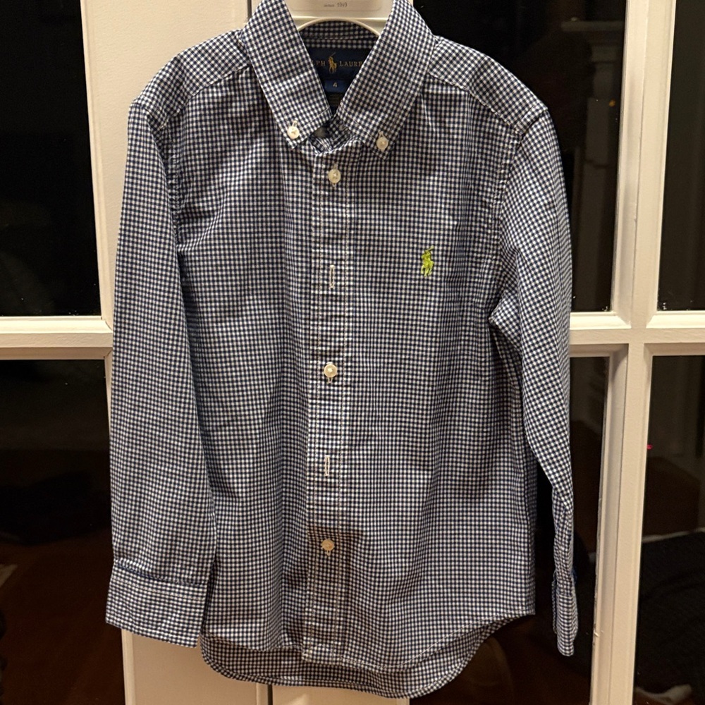 Ralph Lauren Kids Navy and White Gingham Shirt